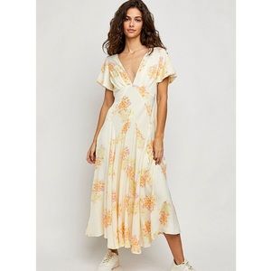 Free People Yellow floral midi dress
